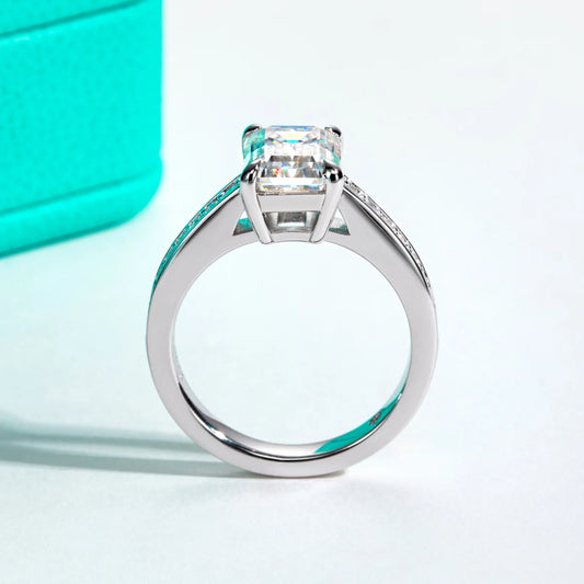 3ct Emerald Cut D Color Moissanite Engagement Ring 18K Gold Plated Classic Wedding Ring Women Jewelry Wholesale