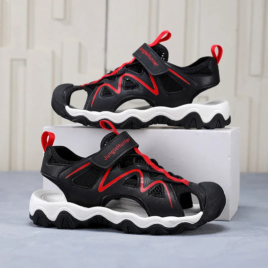 Kids Closed Toe Sport Sandals Adjustable Strap Mesh Non Slip Summer Shoes for Boys Children Outdoor Beach Casual Sandals Sneaker