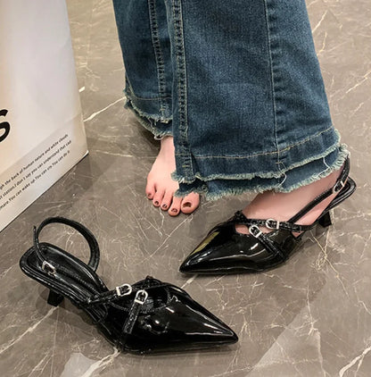 2025 Summer New Pointed Simple Shallow Mouth Comfortable Women's Gladiator sandals Outwear Back Strap Women High Heeled Sandals