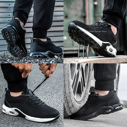 Anti-Smash Anti-puncture Protective Shoes Steel Toe Safety Shoes Men Air Cushion Work Shoes Sneakers Breathable Safety Boots