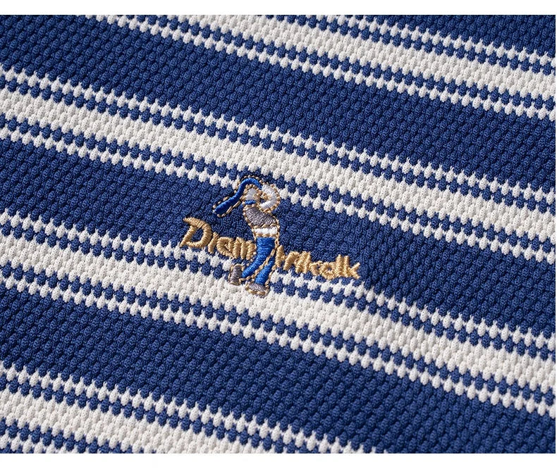Classic striped men polo shirt summer cool breathable short sleeve fashion brand letter embroidery luxuriou casual lapel T-shirt