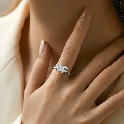 Moissanite Engagement Rings for Women 1ct/2ct D Color VVS1 Diamond with GRA S925 Sterling Sliver Promise Ring