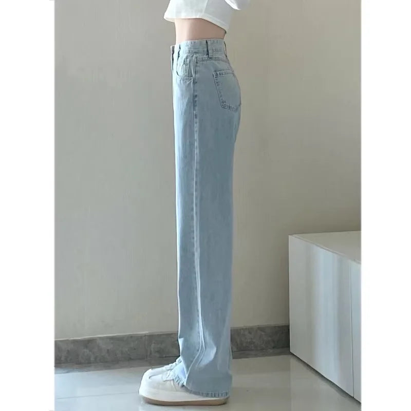 Women Denim Pants Vintage Straight Trousers