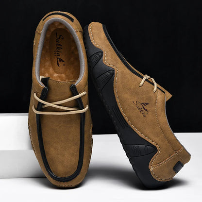 Novos Tênis Masculinos Casuais de Couro Feitos à Mão da Moda 2024 Design Sapatilhas Masculinas Mocassins Respiráveis Cano Baixo Sapatos Flats Dirigir Tamanho Grande