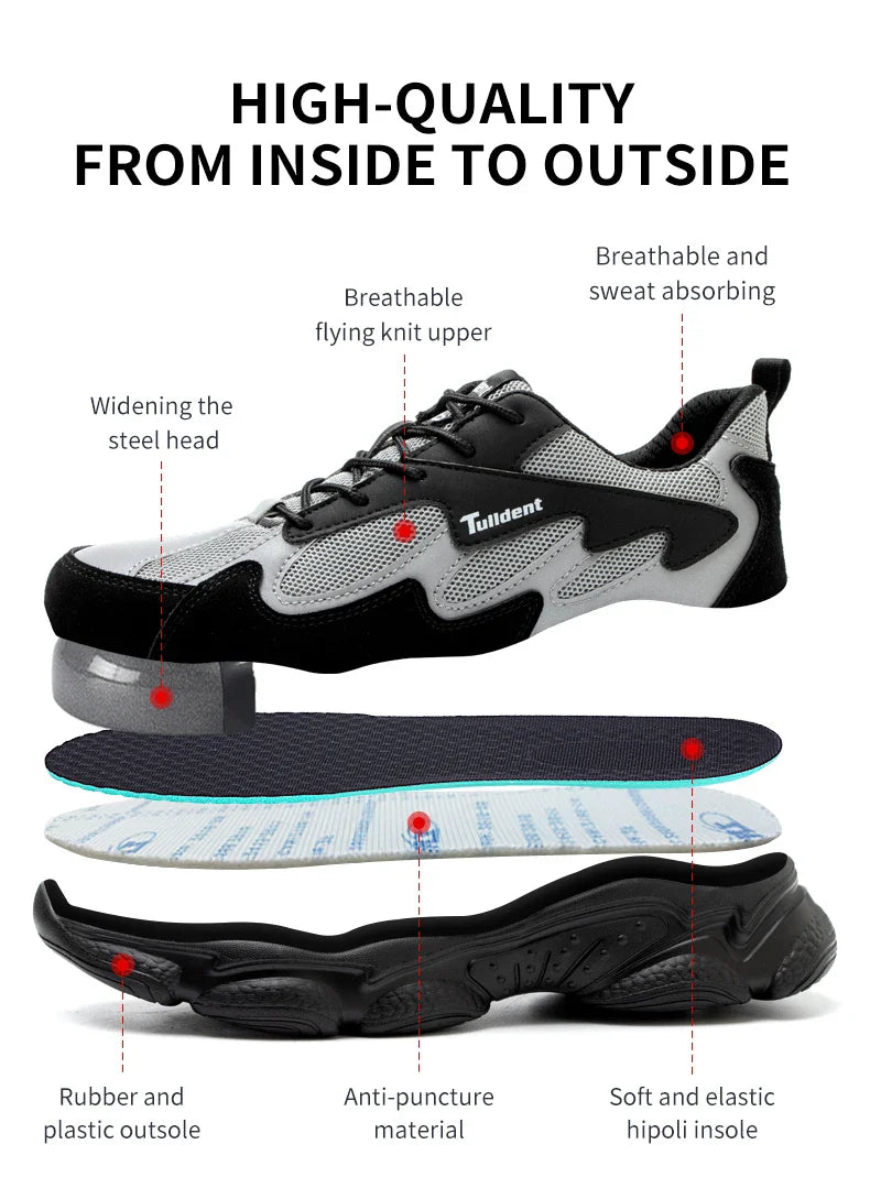 Safety shoes, puncture and smash resistant work shoes, men's protective shoes, wear-resistant work boots