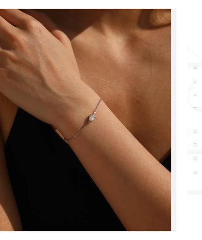 D Color Moissanite 925 Sterling Silver Luxury Lab Diamond Water Drop Link Chain Bracelet For Women Wedding Fine Jewelry