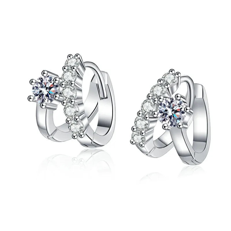 100% Real D Color 0.3CT 4mm Moissanite Hoop Earrings For Women S925 Sterling Silver Plated 18K White Gold Diamond Earring