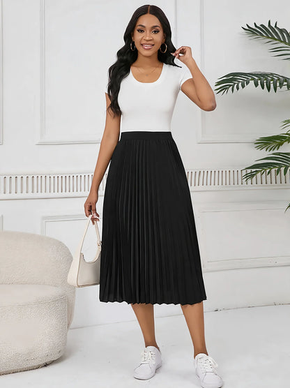 Women’s spring/summer pleated stretch waist pleated skirt