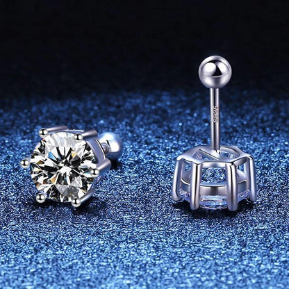 Moissanite Earrings Screw Stud Sterling Silver D VVS1 Lab Diamond with GRA Classic 6 Claws Round Ear Studs For Women