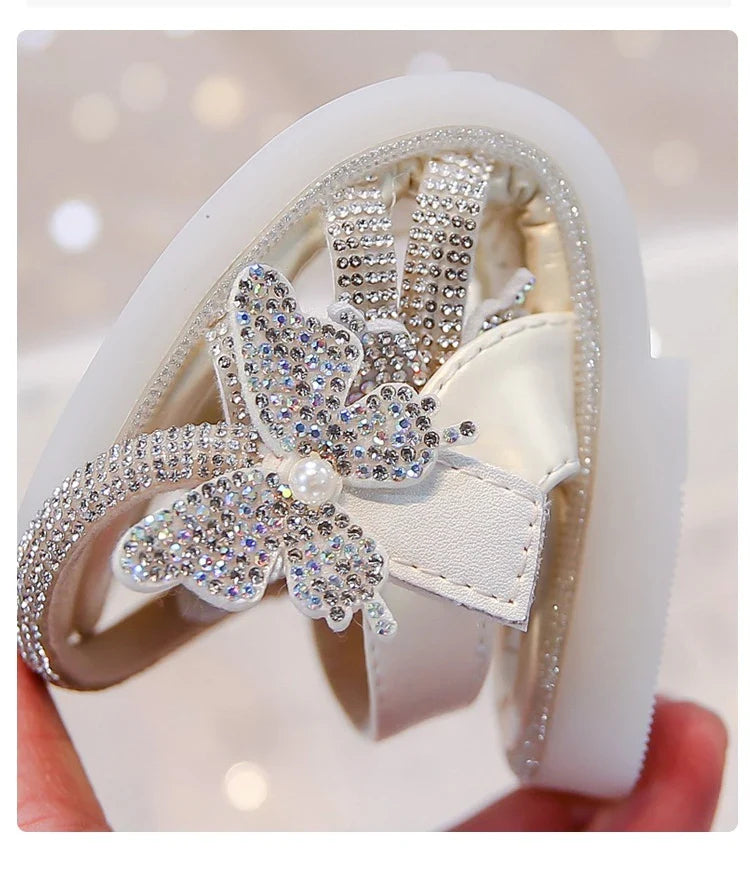Kids Strappy Sandals for Girls 2025 New Summer Toddler Beach Shoes with Sparkly Sequins Soft Sole  Princess Girls Party Flats