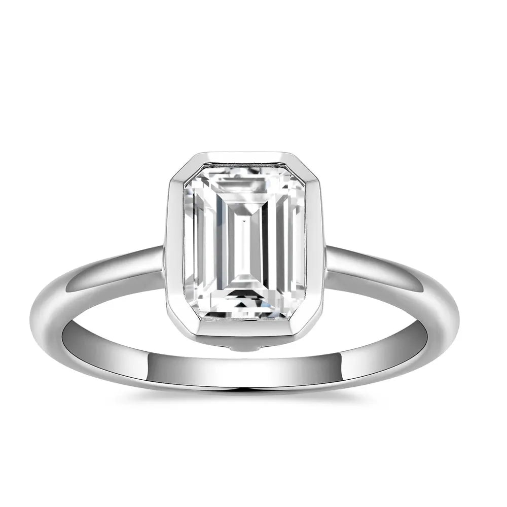 GRA Certified 2CT Emerald Moissanite Rings for Women 18k White Gold Jewelry Sterling Silver s925 Wedding Diamond Ring