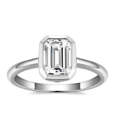 GRA Certified 2CT Emerald Moissanite Rings for Women 18k White Gold Jewelry Sterling Silver s925 Wedding Diamond Ring