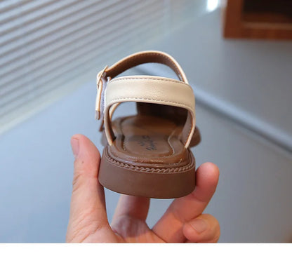 2026 Summer New Children's Princess Foreign Soft Sole Casual Anti-slippery Sole Toddler Toe Capped Beach Flats Elegant Shoes