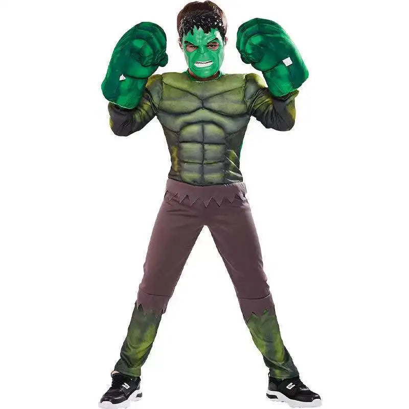 New Boys Hulk Costume Superhero Hulk Cosplay Muscle Jumpsuit Gloves Suit Girls Halloween Carnival Party Costumes