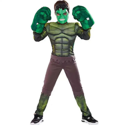 New Boys Hulk Costume Superhero Hulk Cosplay Muscle Jumpsuit Gloves Suit Girls Halloween Carnival Party Costumes