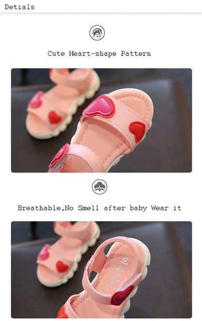 Lovely Heart Shape Children Sandals for Girls 2026 Summer Open Toe Sandals Kids Girls New Arrival Baby Girl Beach Shoes I03123
