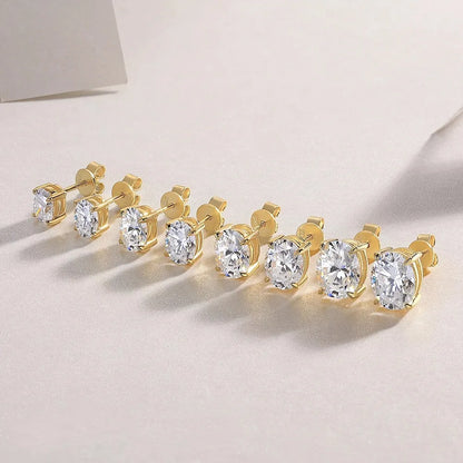 3carat Oval Cut Moissanite Solitaire Diamond Stud Earrings for Women Men 925 Sterling Silver Plated 18k Yellow Gold Ear Studs