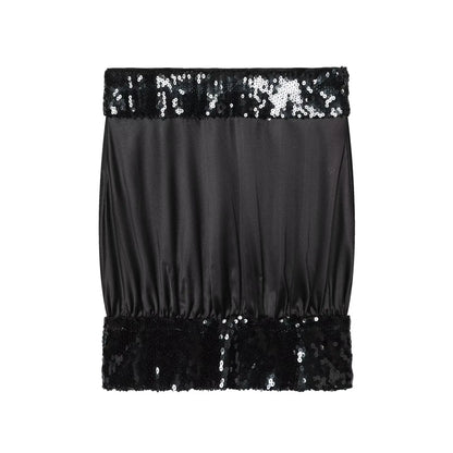 Chic Sequins Strapless Top For Women Holiday Party Tube Tops Chic Off Shoulder Fashion Solid Summer New Ladies Club Wear
