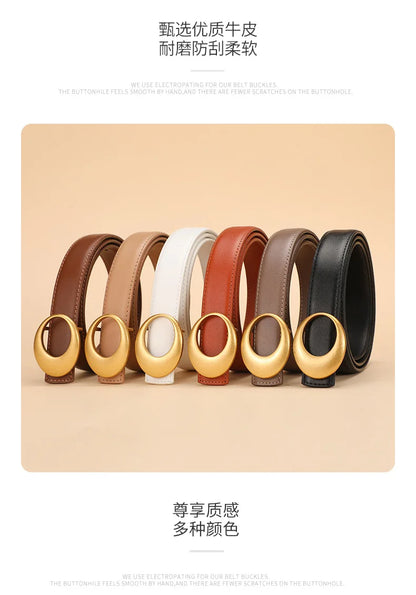 Fashionable women's belt; cowhide leather belt for women; versatile decoration with a high-end feel; trendy Korean-style