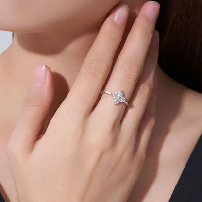 D Color Moissanite Four-leaf Clover Rings for Women 2.5/3/3.5mm Diamond Wedding Ring GRA s925 Sterling Silver Jewelry