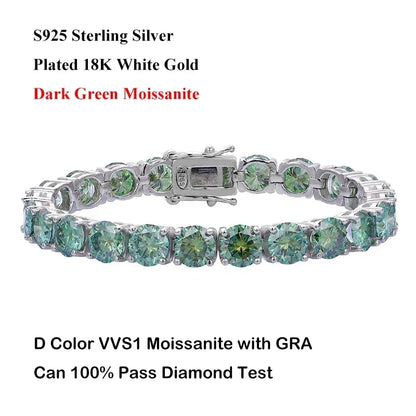 Luxury Real 3/4/5/6.5MM Full Champagne Blue Green Moissanite Tennis Bracelet for Men Women S925 All Red Diamond Bracelets