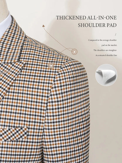 Fashionable Plaid suit High-end Brand Business Slim Fit Casual Party Dress Male Groom Wedding Blazers Double Breasted