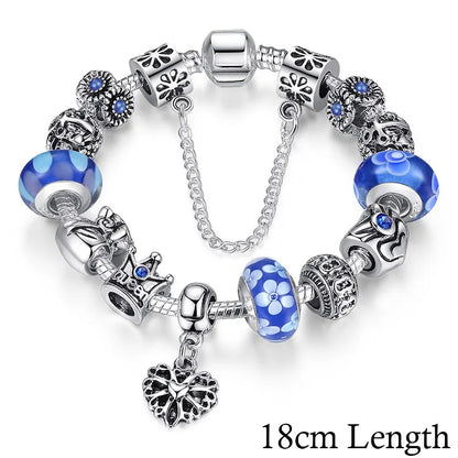 Queen Jewelry Charms Bracelet & Bangles With Queen Crown Beads Bracelet for Women PA1823