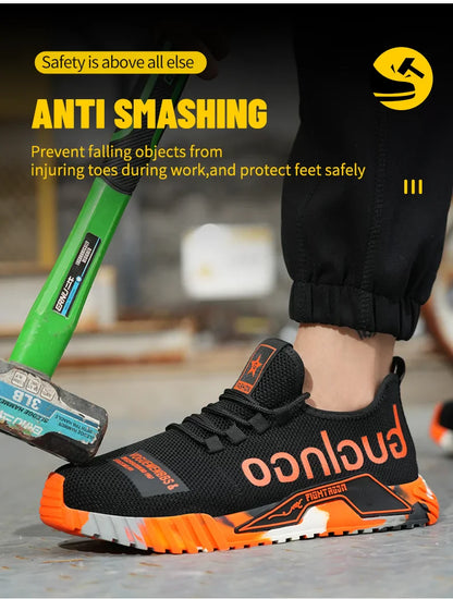 Fashion Sports Shoes Work Boots Puncture-Proof Safety Shoes Men Steel Toe Shoes Security Protective Shoes Indestructible