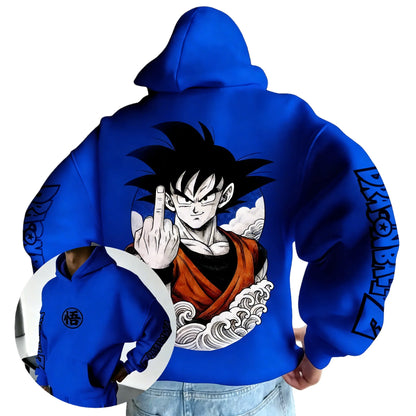 Retro Anime Hoodie, Japanese Style Goku Print Men's Pure Cotton Hoodie, Casual Loose Sports Daily Version