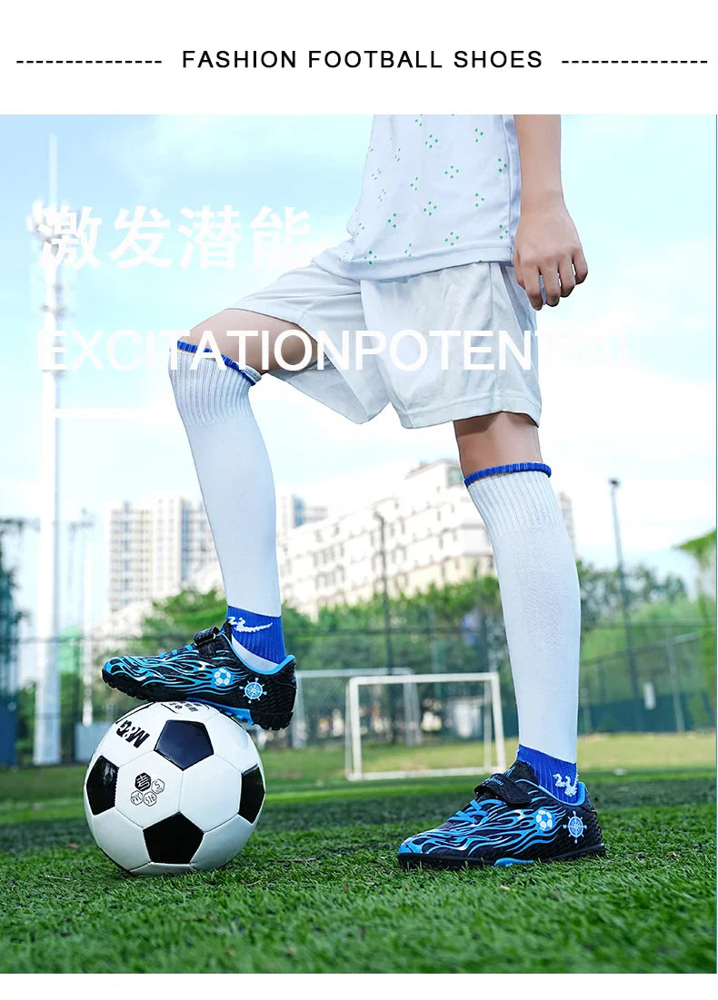 Children Soccer Shoes Kids Football Boots Cleats Boys Lightweight Training Boots Youth Outdoor Futsal Shoes Non-slip Sneakers