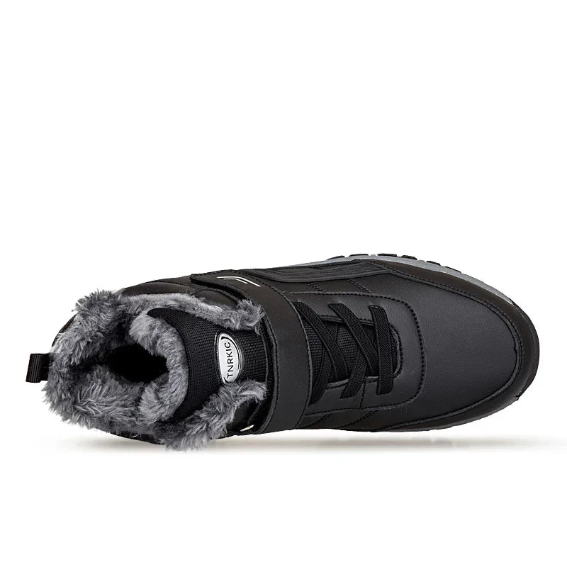 Winter Boots for Men New Waterproof PU Leather Warm Snow Ankle Boots Outdoor Warm plush Non-slip Work High-top Casual Shoes