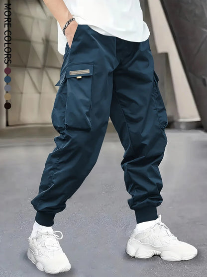 Men's Cargo Pants, Casual, Sporty, Outdoor, Large Pockets, Lightweight, Legging, Cropped Slacks 06B