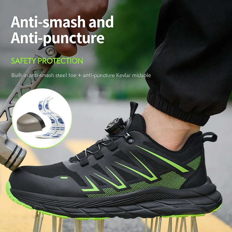 New Rotating Button Safety Shoes Men Security Protective Shoes Men Anti-smash Anti-puncture Work Shoes Fashion Men Sport Shoes