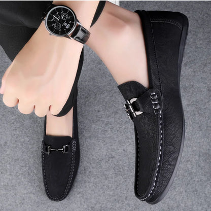Men's shoes large size simple men's lazy casual shoes for men's black light driving loafers men's shoes leather shoes