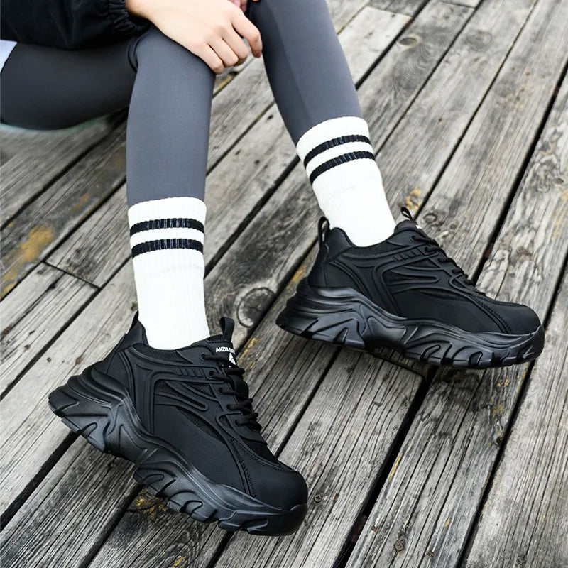 Lace-up Safety Work Shoes For Women Steel Head Boots Female Indestructible Construction Non Slip Platform Work Shoes