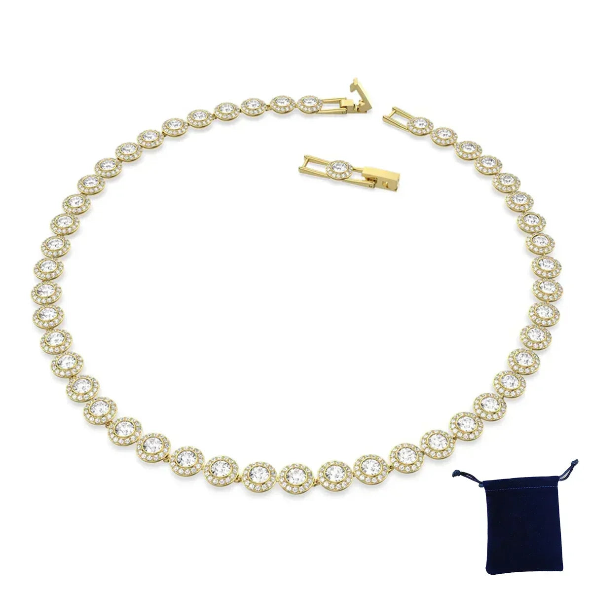 High Quality Women's Classic Happiness Diamond Round Crystal Necklace Set S925 Silver Gorgeous Una Angelic Series Jewelry Set