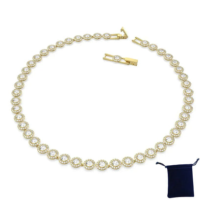 High Quality Women's Classic Happiness Diamond Round Crystal Necklace Set S925 Silver Gorgeous Una Angelic Series Jewelry Set