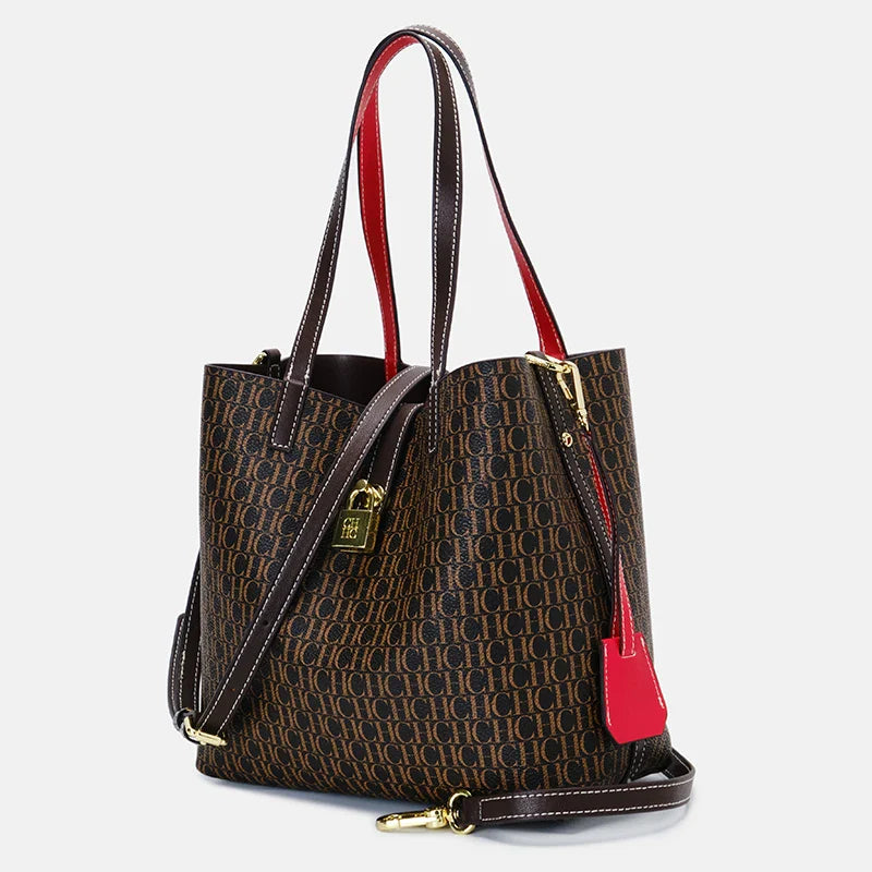 Women's Large Capacity Handbag Daily Commuting High-end Versatile PU Material Letter Printed Design Women's Crossbody Bag
