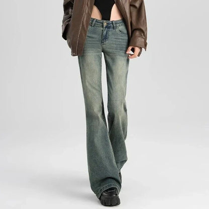 Women Thin High Waist Flared Jeans Pants