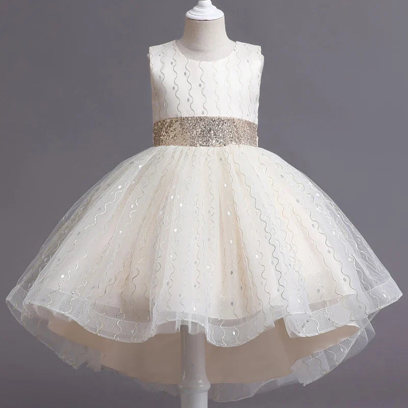 Summer Children's Wedding Celebration Party Evening Dress Sleeveless Sequins Formal Ball Birthday Party Girl Princess Dress