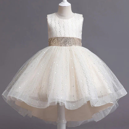 Summer Children's Wedding Celebration Party Evening Dress Sleeveless Sequins Formal Ball Birthday Party Girl Princess Dress
