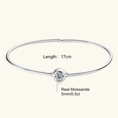 0.5CT Moissanite Bangle Bracelet 18K Gold Plated 925 Sterling Silver Classic Bangle Bezel Set Diamond Bracelet for Women Gifts