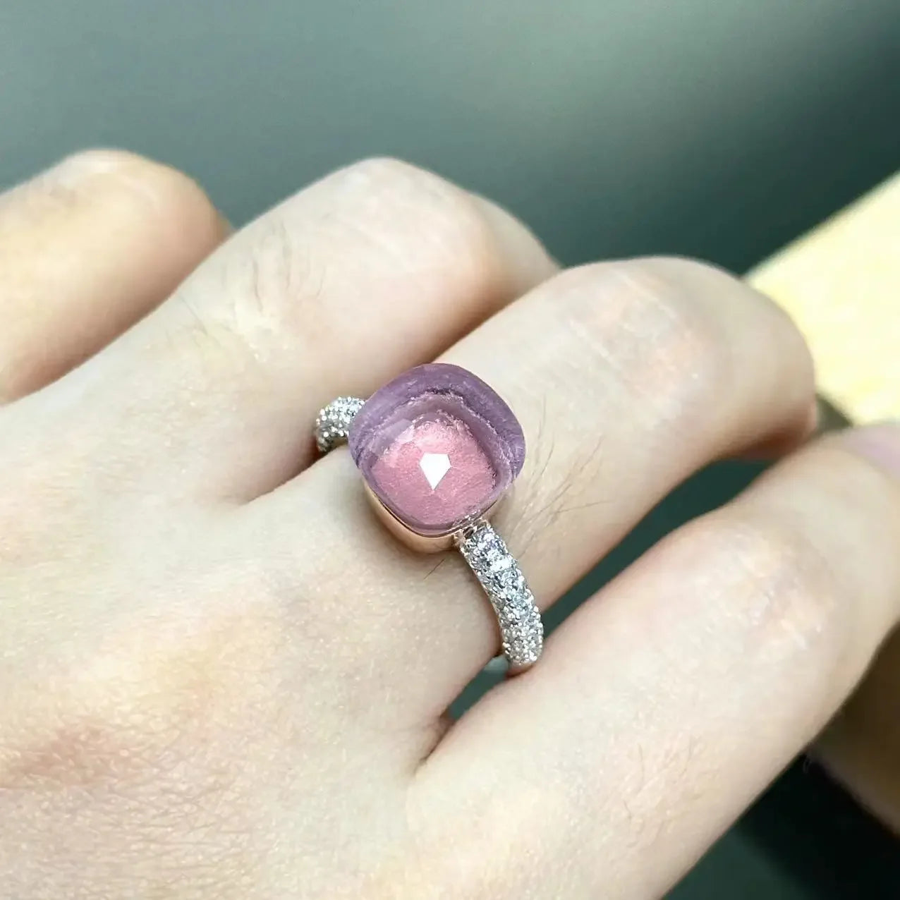 10.6mm S925 Ring Silver Rose Gold Metal 32 Colors Candy Style Zircon Crystal Ring for Women Fine Jewelry Party Gift Trendy Ring