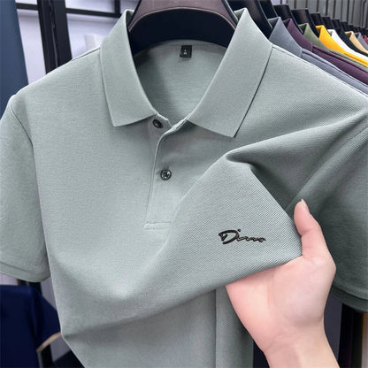 cotton100% hot sale men's new short sleeve polo shirt summer lapel letter printing ventilate t-shirt business classic mans wear