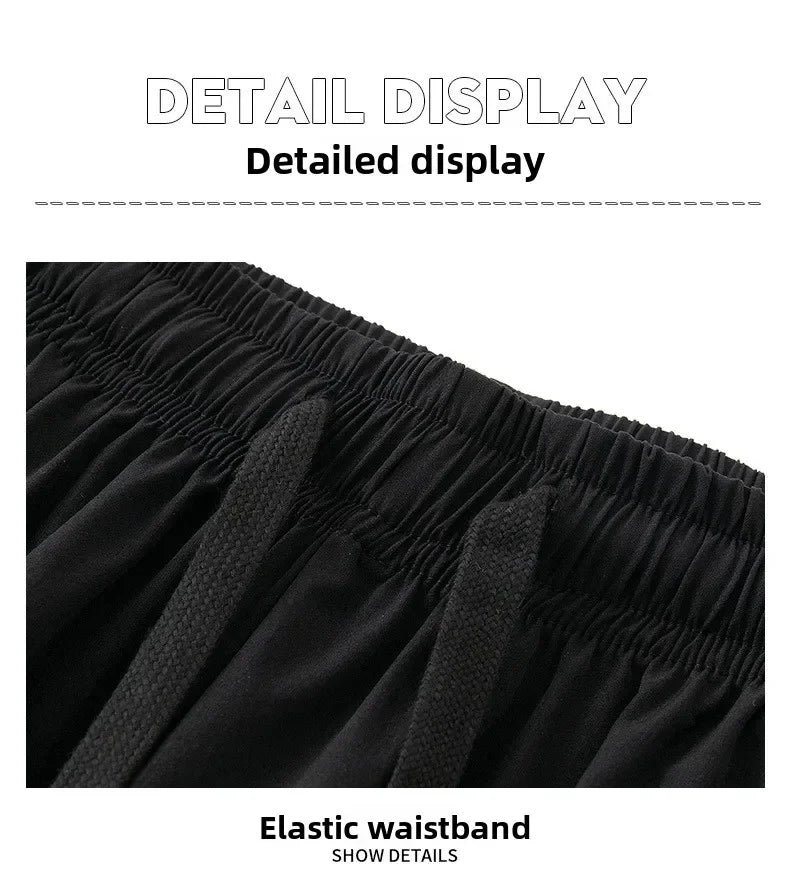 Men Drawstring Casual Pants Loose Drape Wide-leg Athleisure Pants Men Summer Thin Quick-drying Trousers Ice Silk Straight Pants