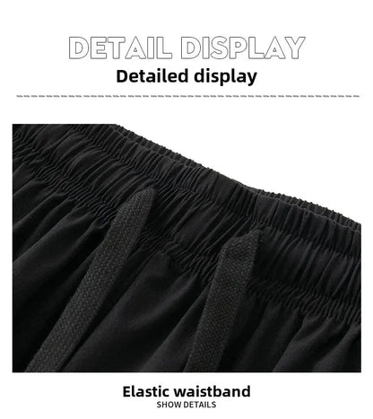 Men Drawstring Casual Pants Loose Drape Wide-leg Athleisure Pants Men Summer Thin Quick-drying Trousers Ice Silk Straight Pants