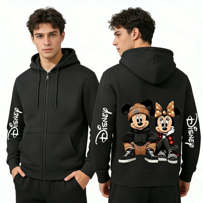 Unisex 2026 Spring Autumn Y2K Mickey Minnie Graphic Print Zip Up Hoodie Cotton Casual Streetwear Jacket Women Men Tops