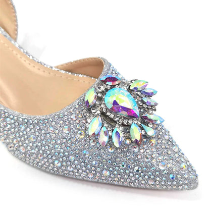 Fashionable Red Color Pointed Top Ladies Shoes Matching Bag Set For Nigerian Women Wedding Party Pump