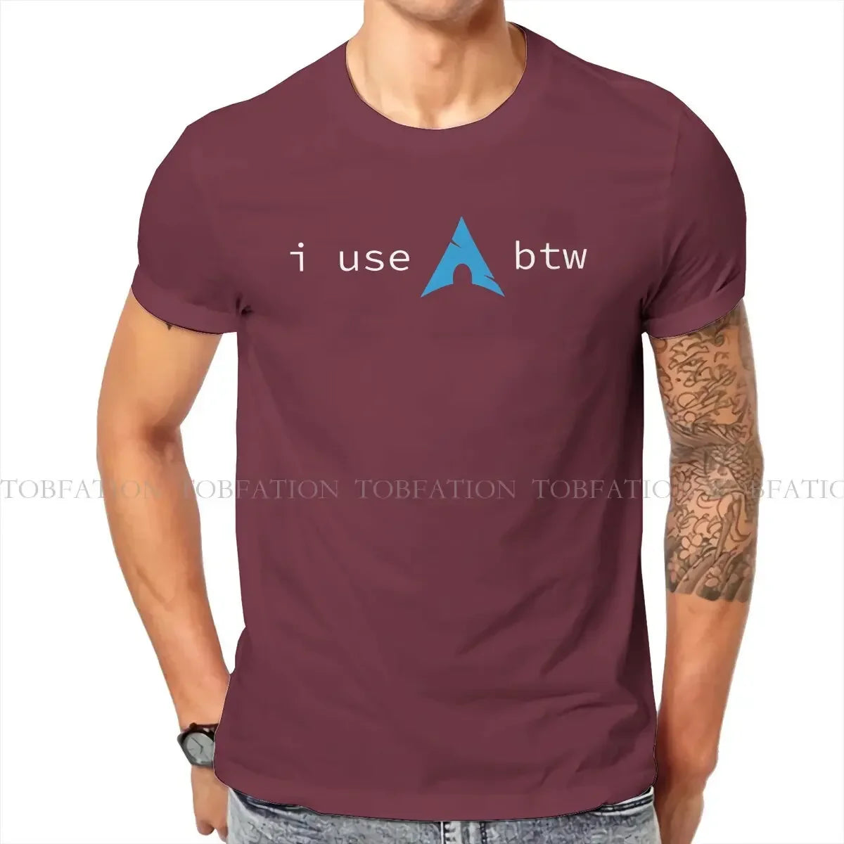 Use Arch Btw Man's TShirt Linux Operating System Tux Penguin Crewneck Tops 100% Cotton T Shirt Humor High Quality Birthday Gifts