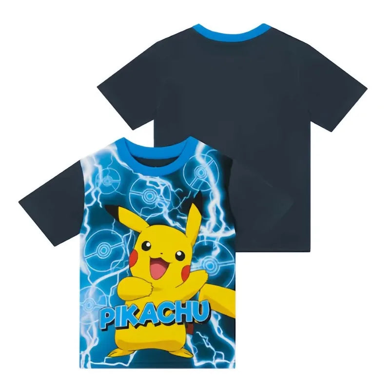Pikachu 2026 New 3D Printed Pok É Mon Children's Round Neck T-shirt Shorts Family Adult Sports Casual T-shirt Shorts Set